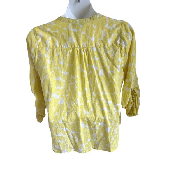 Womens Size 18 20 Butter Yellow Blouse Floral 100 Cotton Bohochic Cottage Flowy - Picture 4 of 5